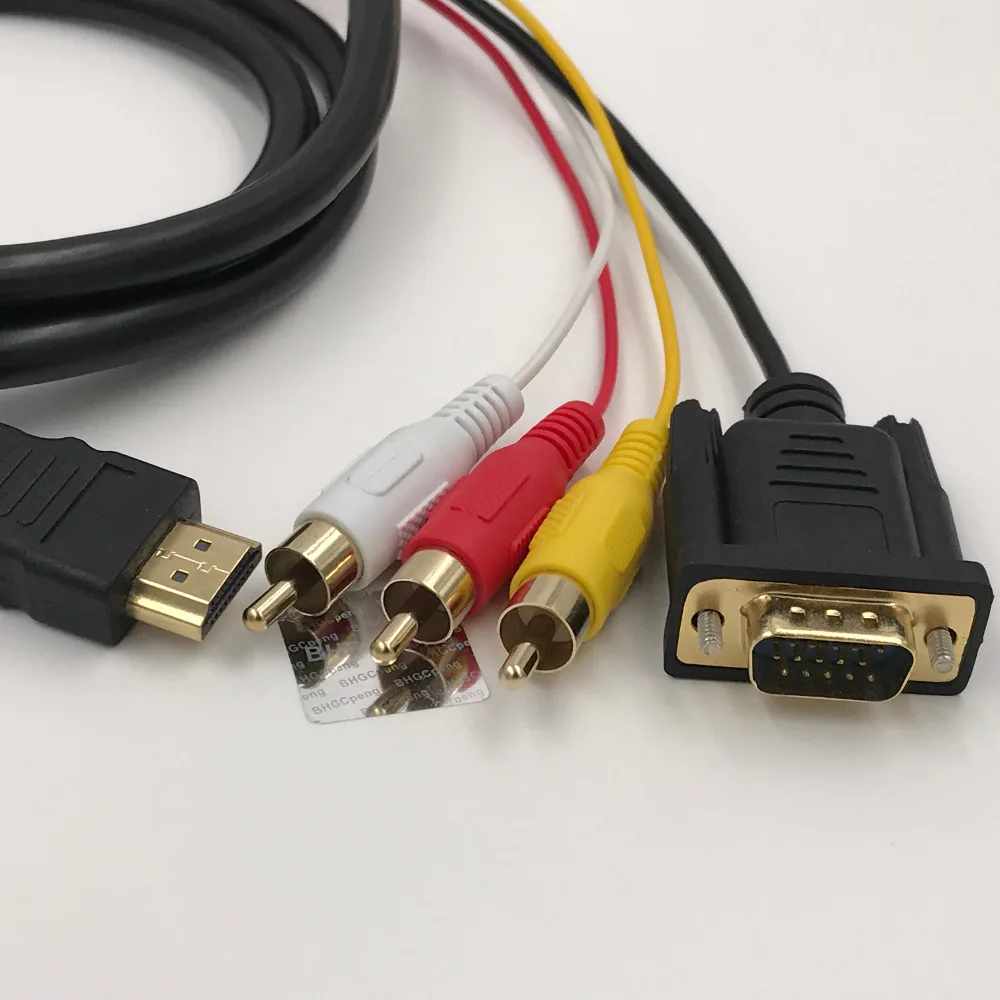 HDMI к 3RCA+ VGA кабель адаптер HDMI к VGA и видео/аудио разъем Мужской к мужской комбинезон для DVD HDTV проектор lcd 1,8 м