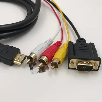 

HDMI to 3RCA+VGA Cable Adapter HDMI to VGA and Video/Audio Connector Male to Male Coverter for DVD HDTV Projector LCD 1.8M