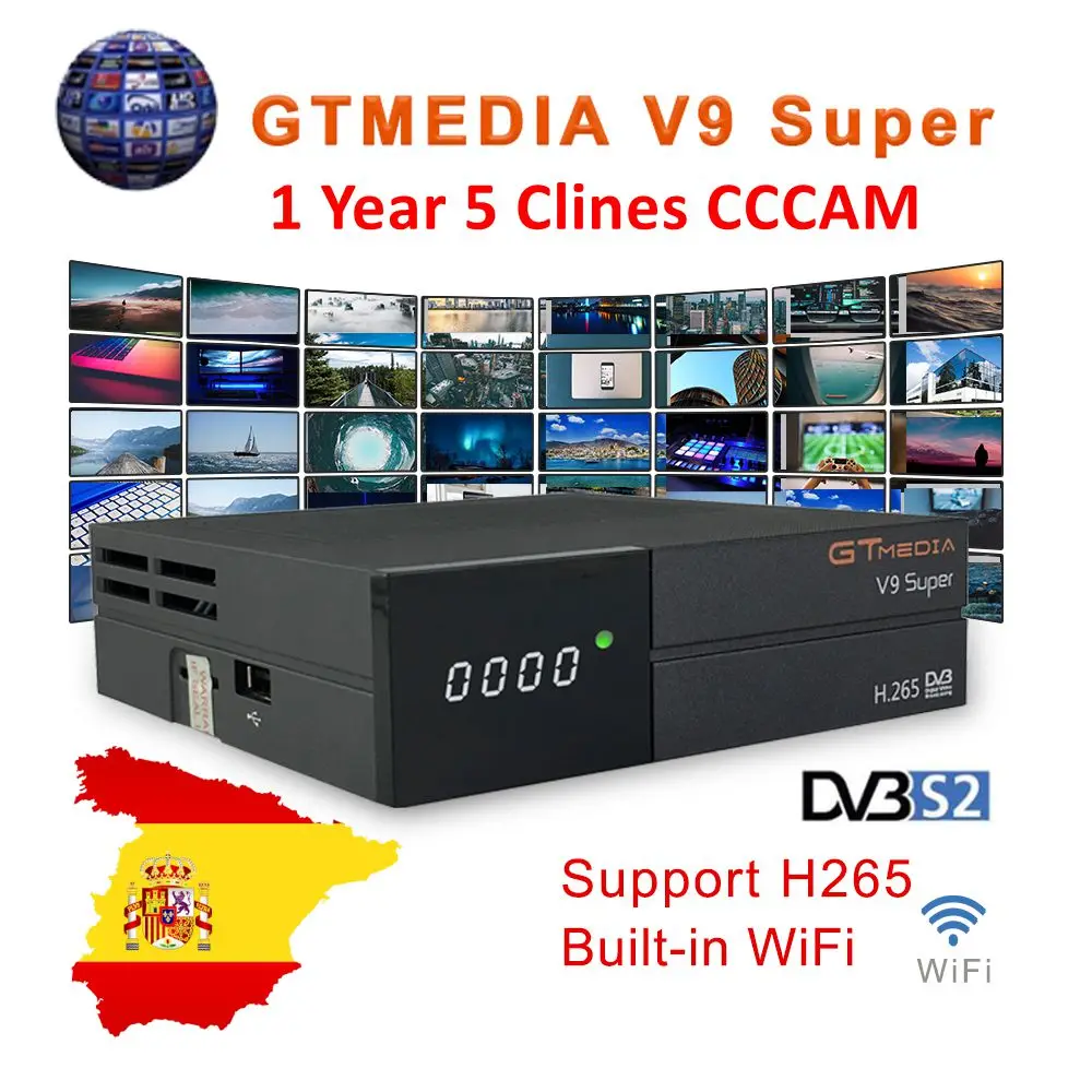 Online GTmedia V9 Super Digital TV Satelliten receiver DVB S2 H.265 DRE Biss schlüssel 1 Jahr Spanien CCCAM PK Freesat V7 v8 X96 H96 X96 Mini