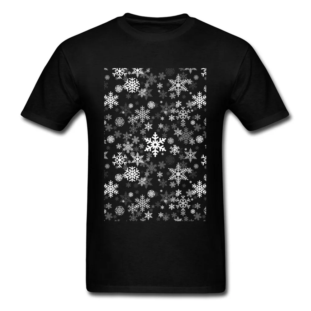 Casual Festive Snowflakes T Shirt for Men Classic April FOOL DAY O-Neck All Cotton Short Sleeve T-shirts Customized Tee Shirts Festive Snowflakes black