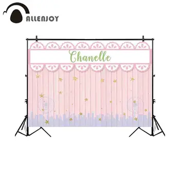 

Allenjoy backdrop for photographic studio cute pink wood city Ferris wheel Silhouette background gold stars customize photocall