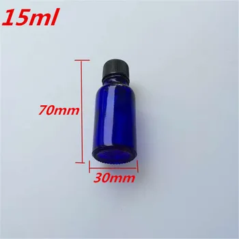 

10 pcs 30x70 mm Dark Blue Glass Bottles With Black Plastic Common Cap&Plugs DIY 15 ml Empty Essential Oil Glass Bottles