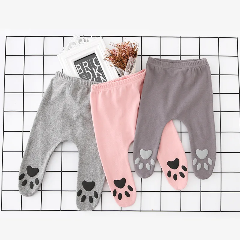 

Autumn 2019 Baby Girl Baby Cute Footprints Leggings Joker Foot Pants