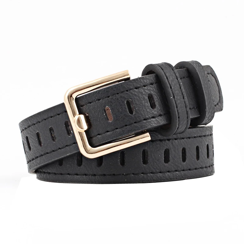 

Trend new Women belt high quality solid color leather Alloy Invisible pin buckle belt causla Multifunction Women decoration belt