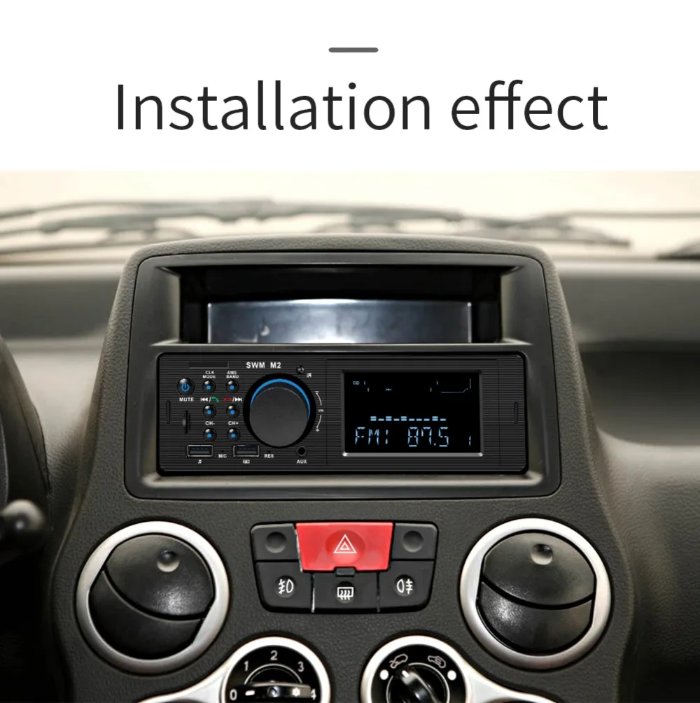 1 Din автомобильный стерео MP3 музыкальный плеер fm-радио Bluetooth 4,0 Поддержка TF карты AUX двойной usb зарядка для iOS/Android 1din Авторадио