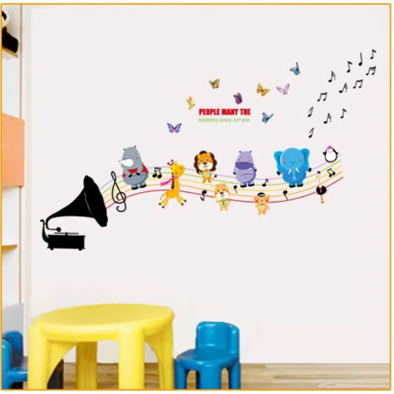 

1 PCS Animals singing Wall Stickers For Home Nursery Kindergarten Decor Sticker For Kids Room Cute Fun 50*70cm HANDANWEIRAN