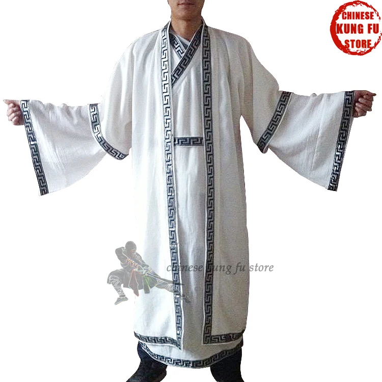 Custom Unisex Wudang Taoist Long Robes Tai Chi Uniforms Shaolin Monk Suit Wing Chun Martial Arts