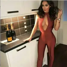 Модный комбинезон знаменитостей розовый цвет сексуальные замочные отверстия облегающие комбинезоны HL повязки сексуальные комбинезоны высокого качества