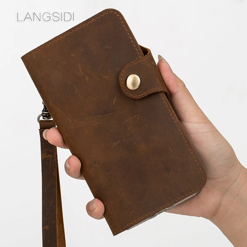 Wangcangli Ponsel Merek Ponsel Kasus Kulit Retro Clamshell Kulit Handphone Shell untuk Vivo X9 Plus Handmade Handphone Shell