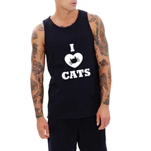 Loo show я люблю Товары для кошек черные летние Повседневное хлопок майка Для мужчин
