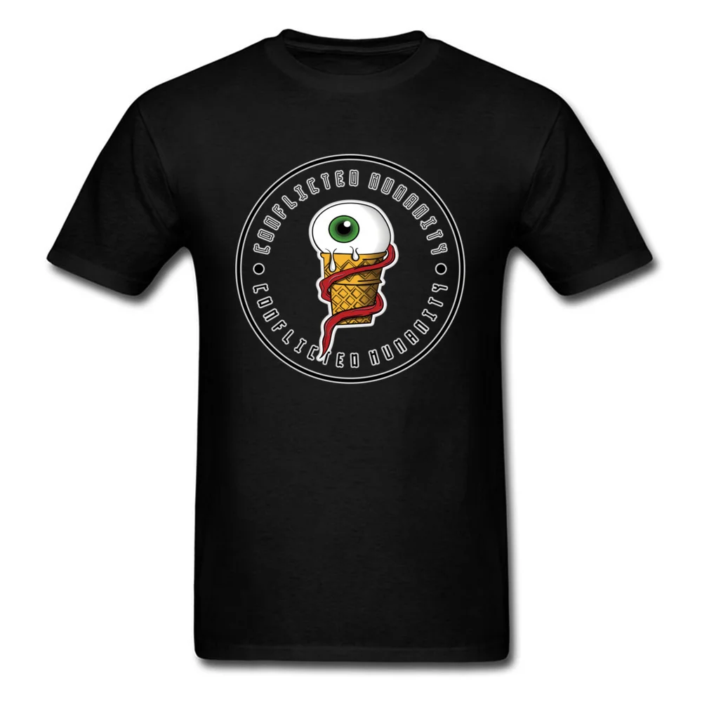 

Lasting Charm Eyeball Icecream Conflicted Humanity Black Sports T-shirt Men Strange Thing Tee Shirts