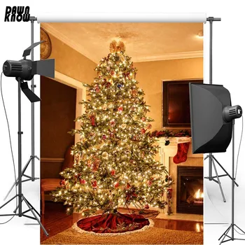 

DAWNKNOW Merry Christmas Vinyl Photography Background Light Tree For Children Backdrops For Family Photo Studio CM64749