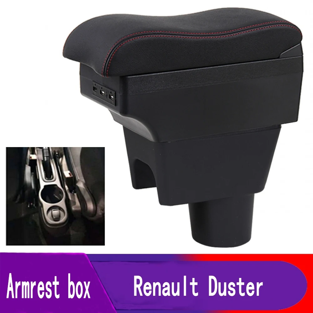 

For Car Renault Duster Armrest Box Central Content Interior Arm Elbow Rest Storage Case Car-styling with USB Cup Holder