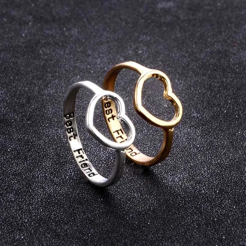 Трендовые простые любовь кольцо Глянцевая Звездное кольцо сердце с надписью Best Friend принт кольцо для женщин палец кольцо для пары подарки ювелирных изделий
