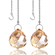 H& D 2 комплекта шампанского 30 мм Хрустальный шар Призма Тяговая цепь соединитель потолочный светильник вентилятор цепь Радуга люстра солнцезащитный Декор