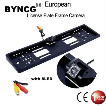 

EU European License Plate Frame Car Rear View Camera Waterproof Night Vision Reverse Backup Camera 8 LED light