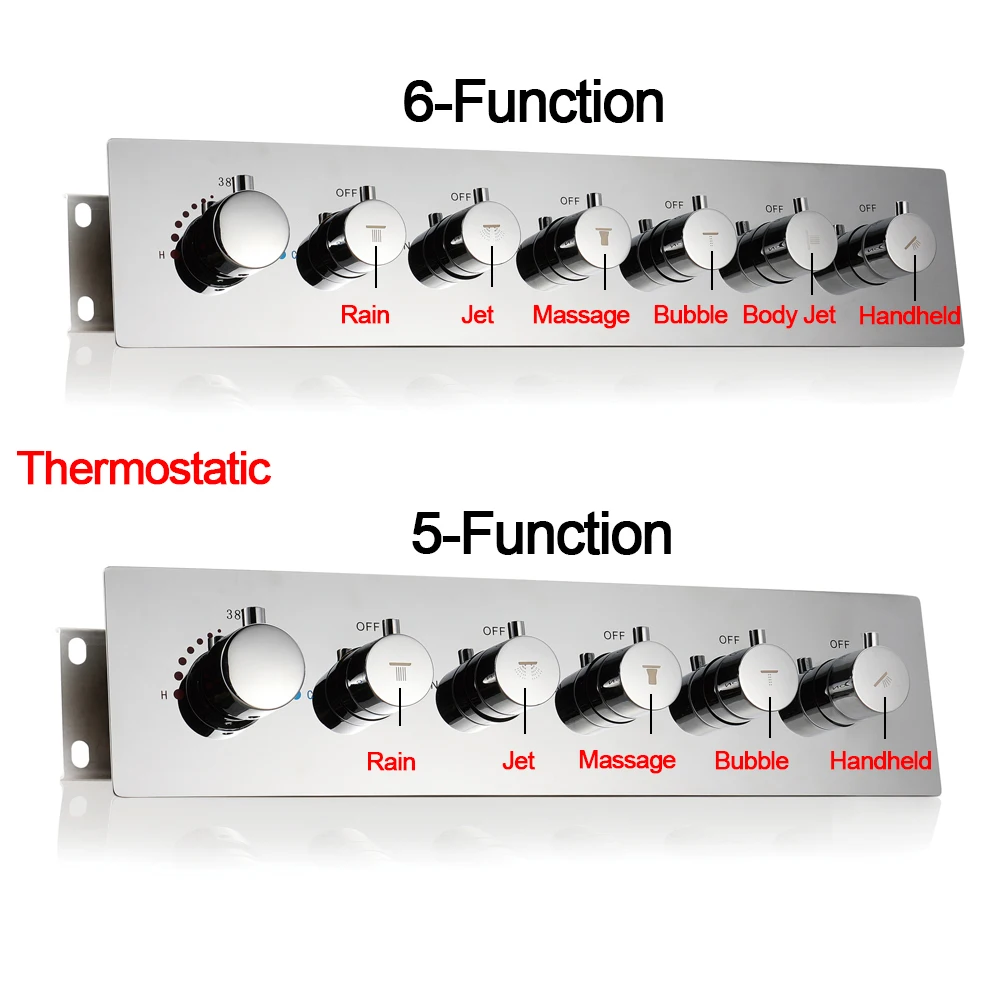 Bathroom Shower Valve Mixing Big Water Flow Shower Faucets 6 Ways Thermostatic Brass Diverter Valves Shower Controller Chrome