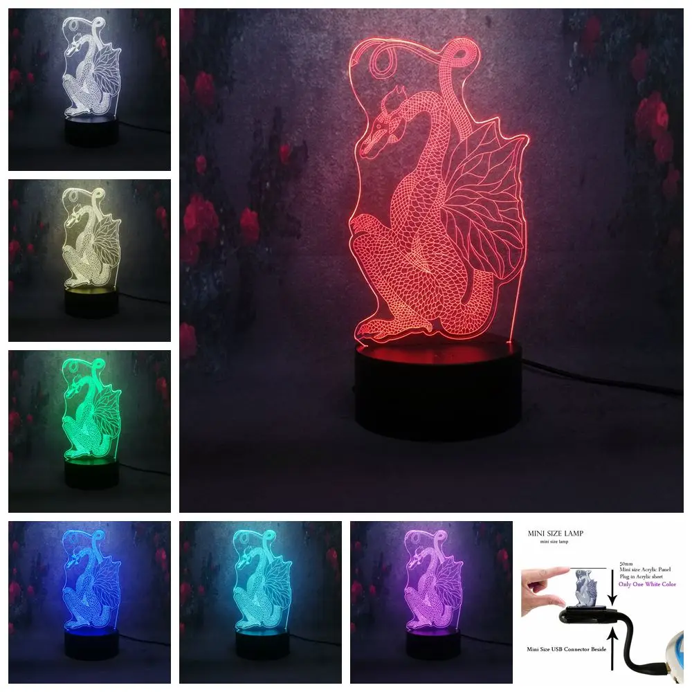 Papercut стиль дракон форма ночник 3D RGB зарядка многоатрибутная Светодиодная