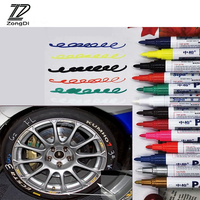 

ZD Car Tyre Tread Permanent Paint Markers Depict Decal Pen For VW Passat B5 B6 Polo Golf 4 5 6 7 Chevrolet Cruze Lada Granta RAM