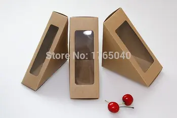 

12*17*4CM Sandwich box Brown Cake box with window Cookies box Gift box 200piece\lot. Free shipping