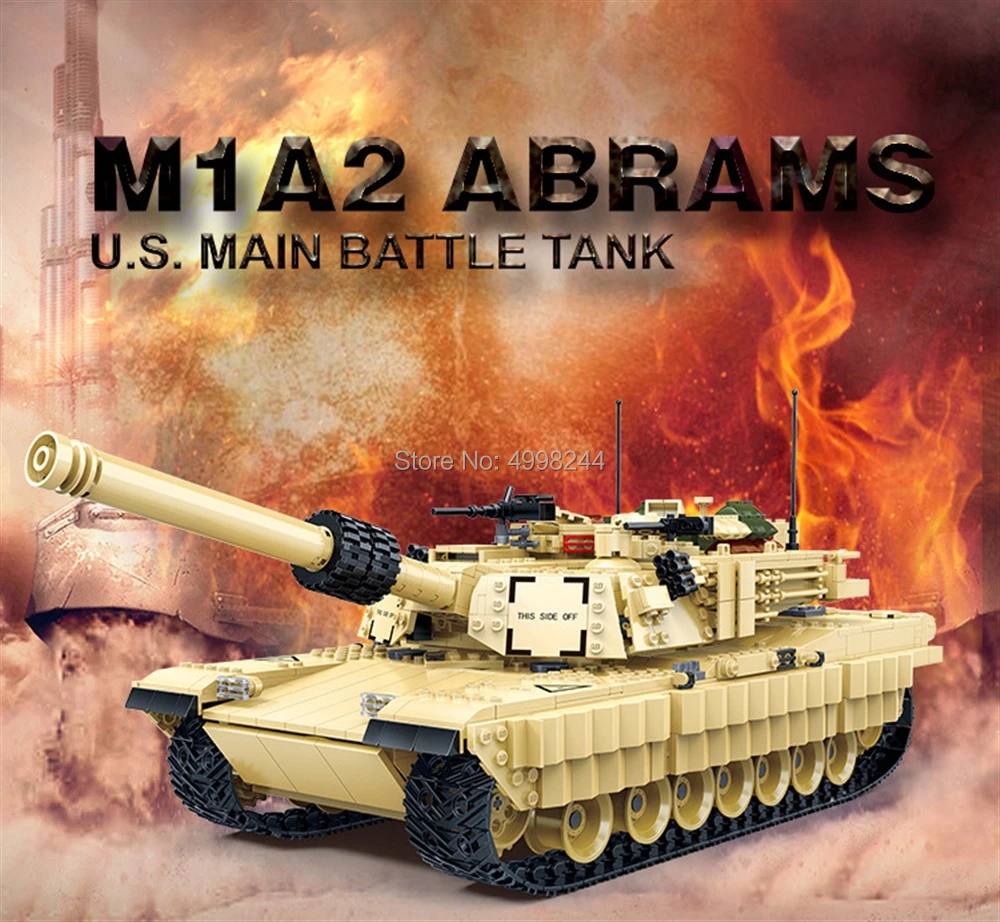 Gudi 6102 2155 Шт Военный m1a2 боевой танк ww2 солдат abrams армейские военные строительные блоки кирпичи игрушки