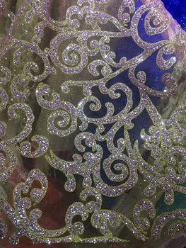 

beautiful tulle guipure African lace fabric super french net lace fabric with glitter CGL31308-2