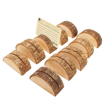 

MagiDeal Rustic Wood Base Holder Table Name Card Holder Note Photo Message Clip for wedding parties birthday Invitations Rack