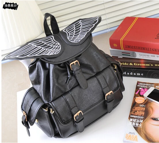 Bag again new hot sweet girl kids angel wings backpack children cartoon color block travel backpacks