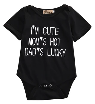 

Cute Newborn Infant Baby Boys Girls Short Sleeve Rompers Jumpsuit Outfits Black Rose Red Letters Print Cotton Sunsuit Clothes