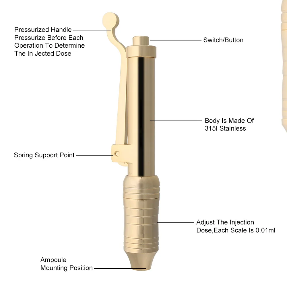 Гиалуроновая ручка для инъекций Гиалуроновый пистолет распылитель гиалуроновая ручка для удаления морщин шприц для воды иглы для ухода за кожей Инструменты для красоты