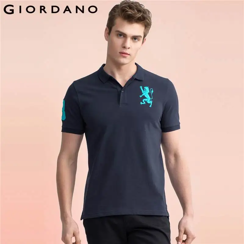  Giordano  Men Polo  Solid Stand Collar Short Sleeves Polos  