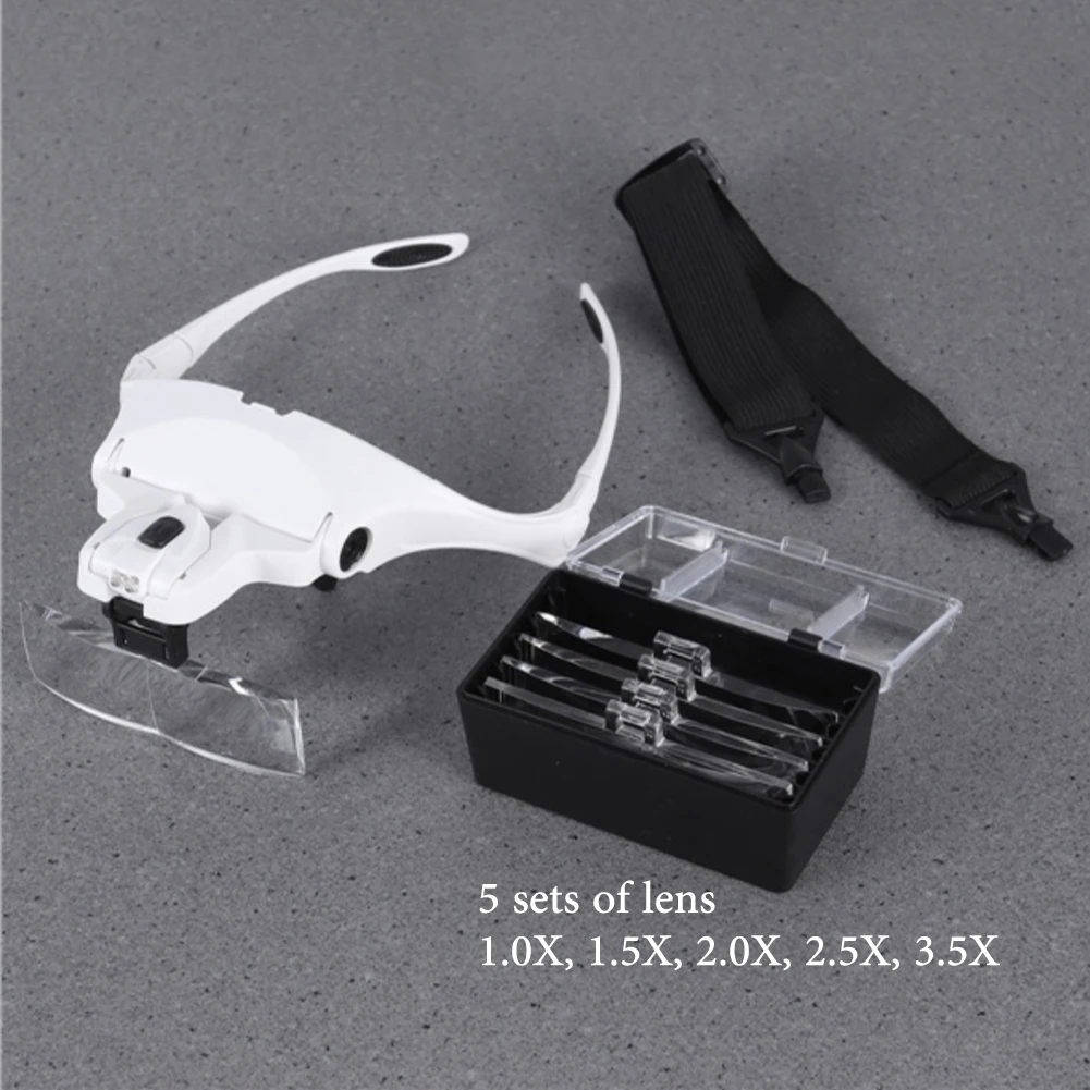 Eyelash Extension 5 Lens Adjustable Headband Magnifying Glass Magnifier