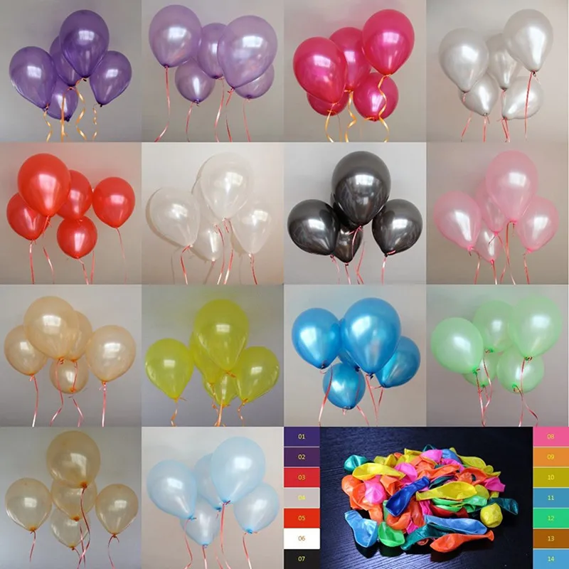 

100PCS 10inch Inflatable Wedding Balloons 1.2g Pearl Latex Balloon Air Balls Children Birthday Party Decoration Balloons