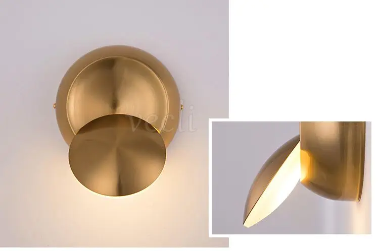 Lâmpada de Parede Conduziu a Arandela Ouro Criativo Redondo Rotatable Cabeceira Lâmpada Parede Ac90-260v Moderno Quarto Sala Estar Corredor Interior 5 w Led 6 Luminárias de parede