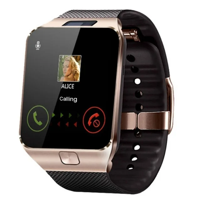 Bluetooth Смарт-часы DZ09 для Apple Watch с камерой 2G SIM TF слот для карты Smartwatch телефон для Android IPhone Xiaomi Россия T15 - Цвет: Золотой