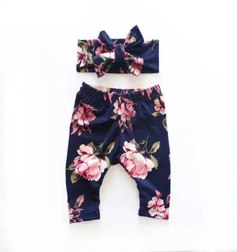 

Baby Girls Floral Outfits Bottoms Leggings Pants Toddler Trousers +Headband 2PCS Set