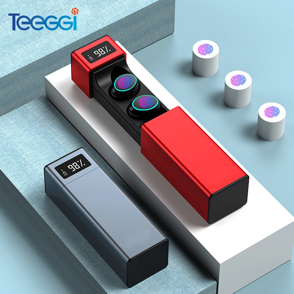 

Teeggi Bluetooth 5.0 HiFi Headset TWS Wireless Power Display Noise Canceling Sport Handsfree Stereo Headset IPX7 Waterproof