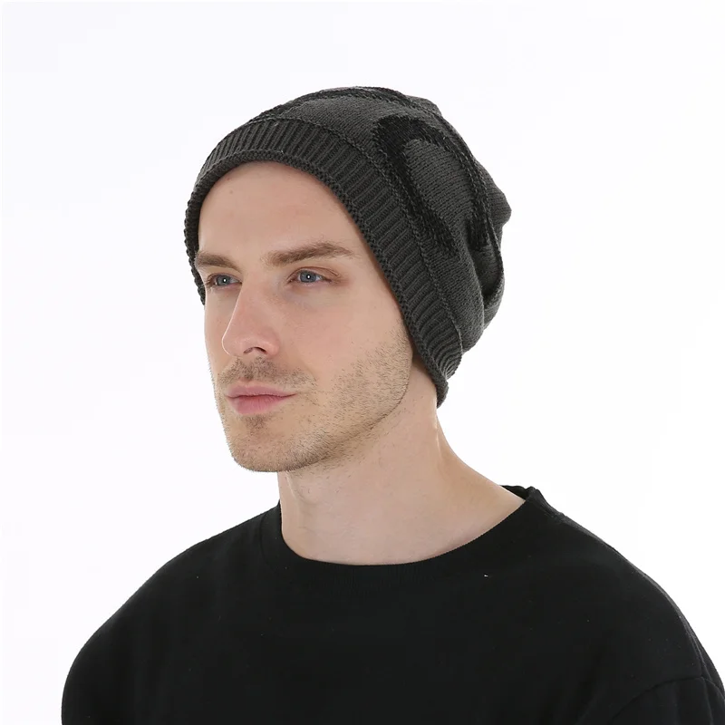 Fetsbuy Для мужчин вязаная шапка зимние Skullies шапочки для Для мужчин ДОБАВИТЬ Бархатные Теплые Вязание Кепки мальчиков Повседневное хип-хоп