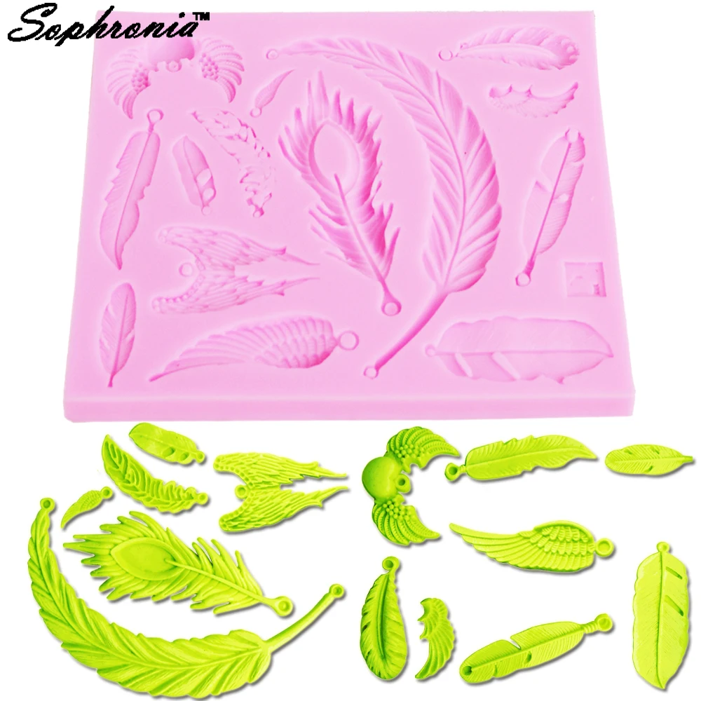 Sophronia Feather Shaped Decorating Tools Silicone Mold Resin Fondant DIY Chocolate Moulding Tool M419 12.5*10.4*0.8CM | Дом и сад