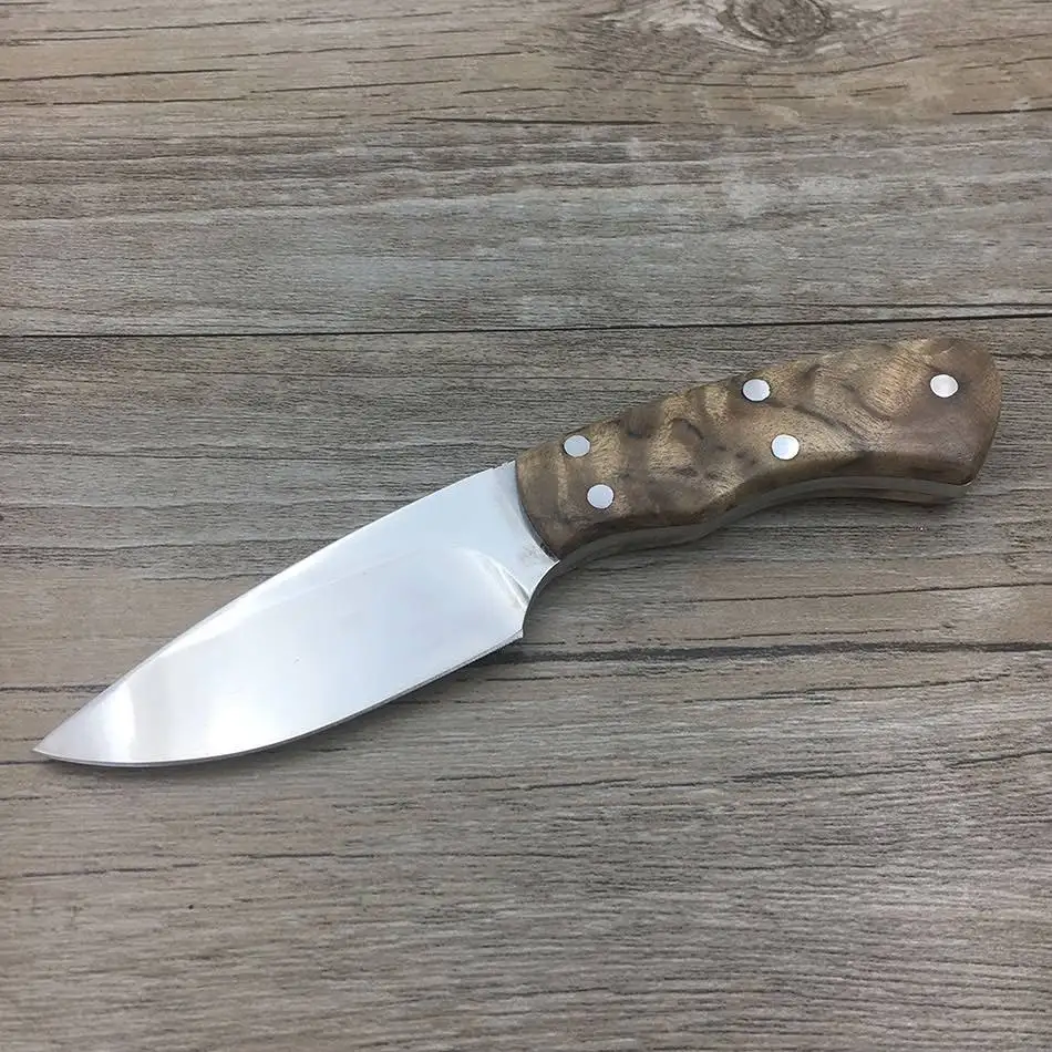 Высококачественные охотничьи ножи с деревянной ручкой для кемпинга, выживания, тактический фиксированный нож, охотничий прямой нож, мини EDC инструмент - Цвет: wood white