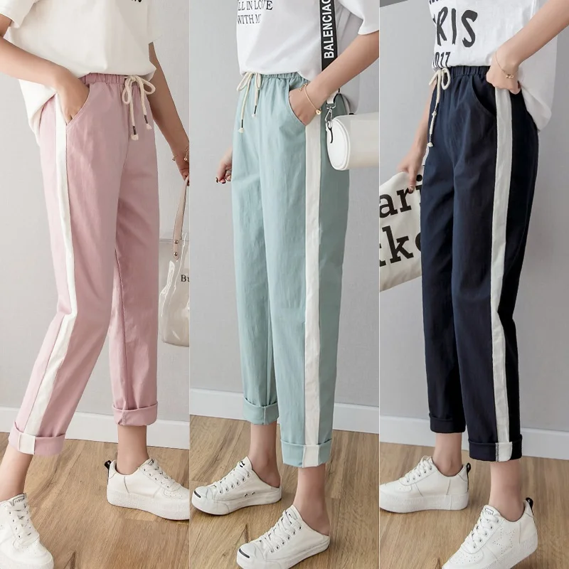 Cotton-Linen-Ankle-Length-Pants-Women-s-Spring-Summer-Casual-Trousers-Pencil-Casual-Pants-Striped-Women (1)