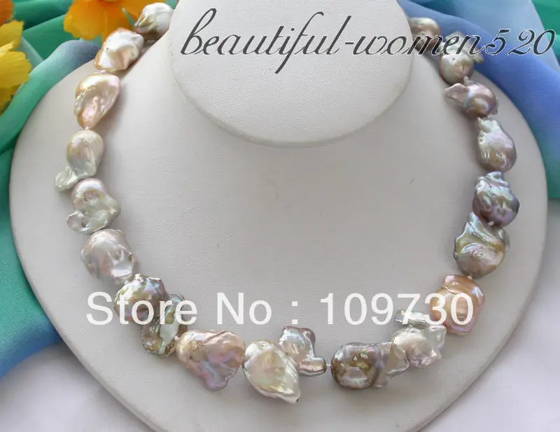 

Jewelry 008347 18" baroque pink purple keshi reborn pearl necklace