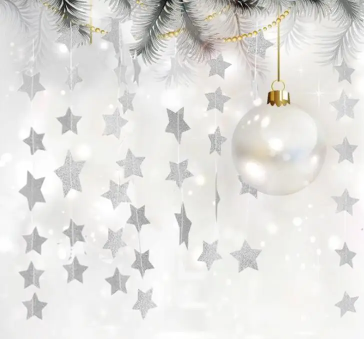 

4m Wall Hanging Paper Glitter Star Garlands Baby Shower Wedding Party Bunting Star Paper Decoration Hot Banner Drop Garland