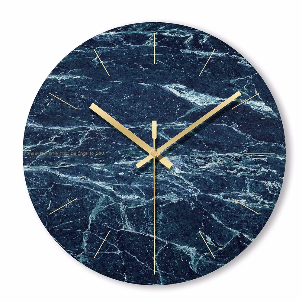 Billige 1 stücke Nordic Minimalistischen Marmor Wanduhr Kunst Uhr Ornament Restaurant Cafe Shop Kreis Wanduhr Modern Design Home Decor