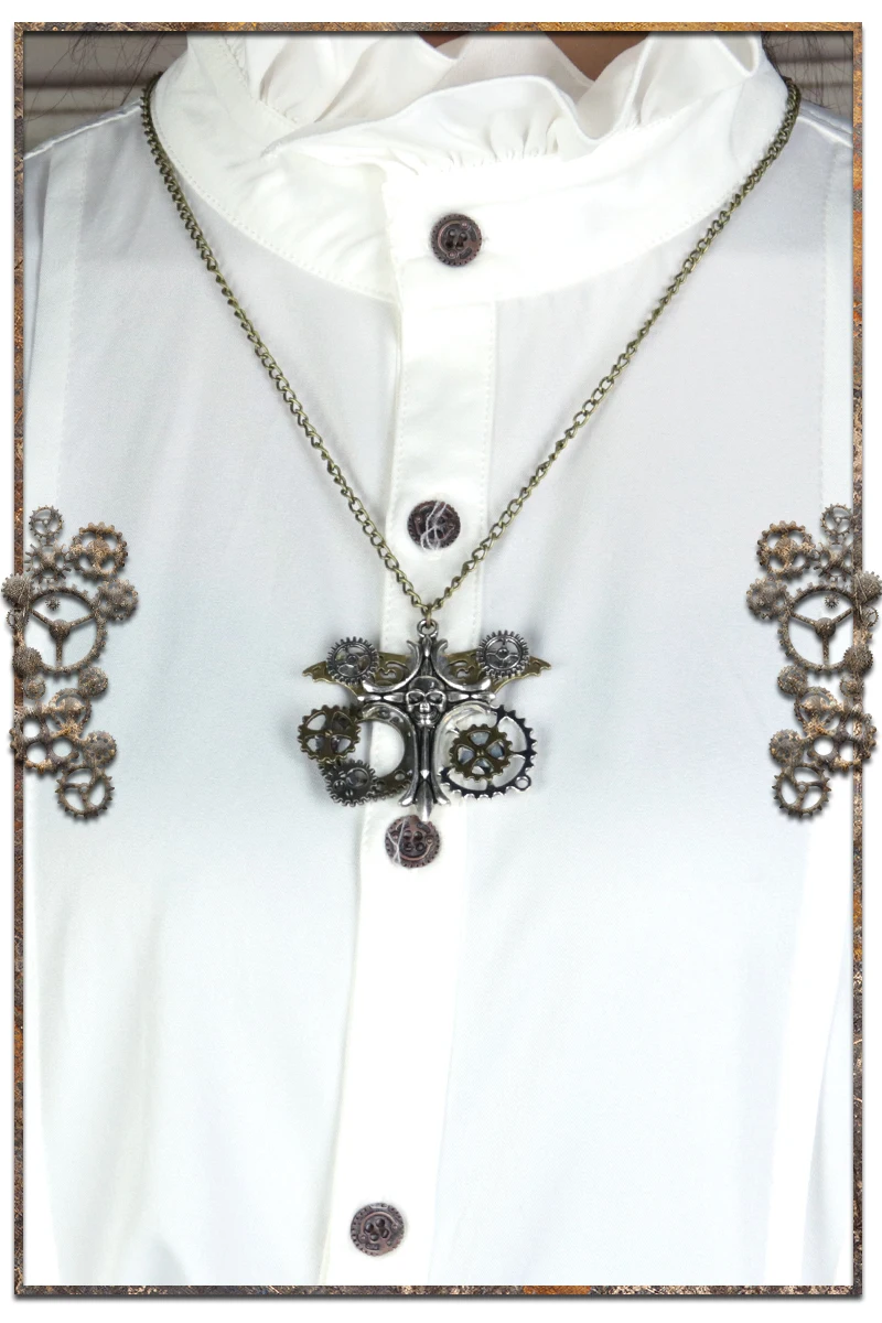 

2018 Steampunk Retro Jewelry Europe And America Personality Bone Man Gear Accessories Steampunk Party Necklace