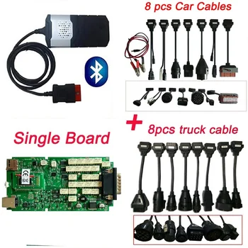 

vd ds150e cdp pro plus single green nec relay with bluetooth for delphis obd obdii diagnostic tools+8car cables+8 truck cables