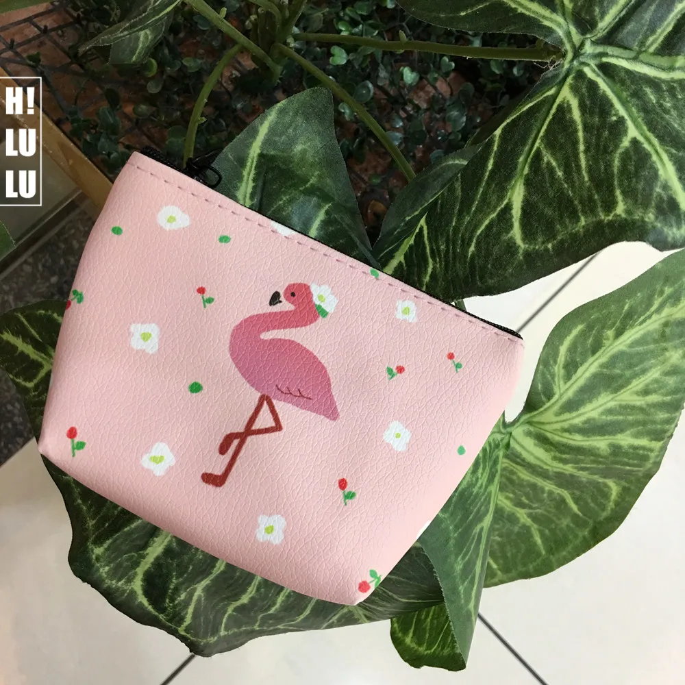 Kawaii Floral Pink Flamingo Make up Bags.Portable PU Toiletry Cosmetic Bag.Beauty Case.Zipper Travel Wash Storage Bag | Багаж и сумки
