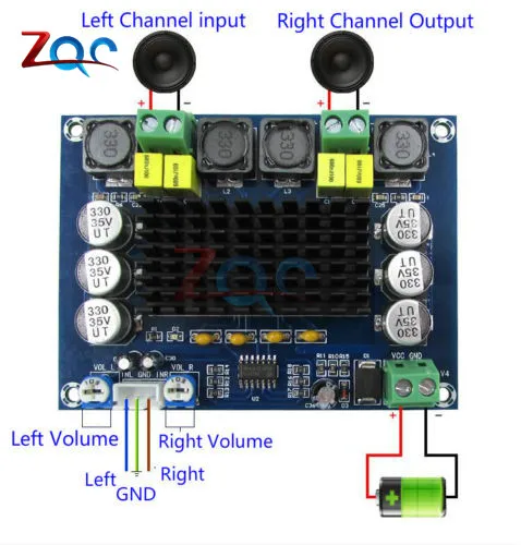 

XH-M543 TPA3116D2 Dual-channel Stereo High Power Digital Audio Power Amplifier Board 2*120W DC 12V-24V