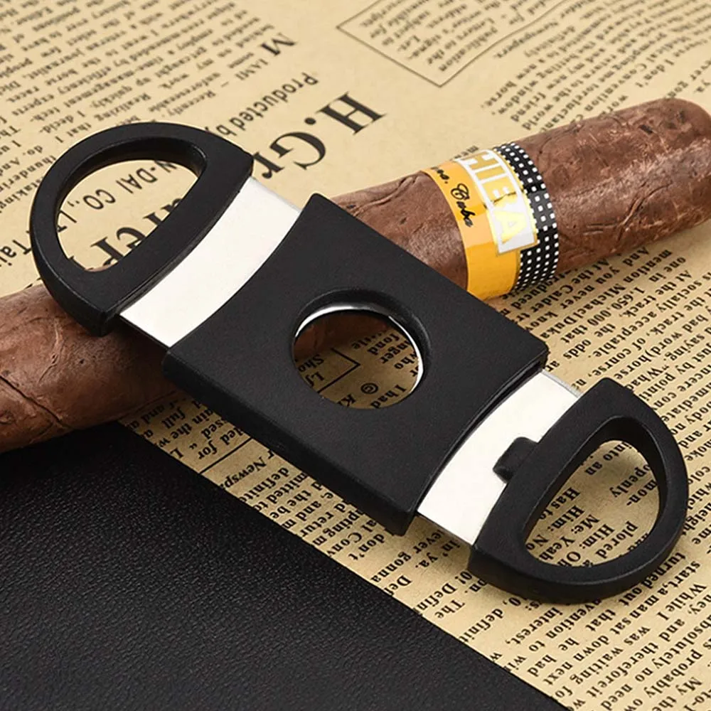

FOCUS Plastic Guillotine Double Blade Cigar Cutter Pocket Gadgets Stainless Steel Cuban Cigar Cutters Knife Scissor Clippers