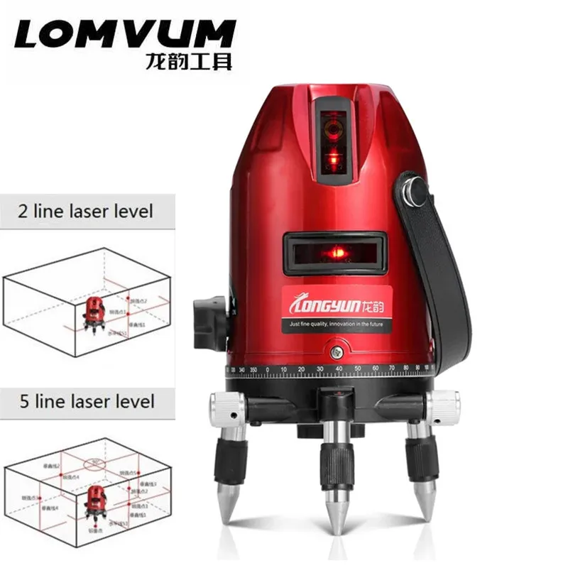 5 линий Лазерная линия крест Лазерная роторная 2 линии вертикальный и горизонтальный лазерный уровень селфи выравнивание с литиевой батареей штатив